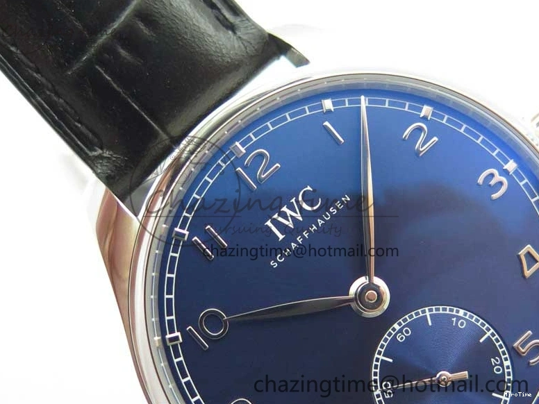 MIROTIME 0502 TimelessDesign Portuguese IW358304 ZF 1:1 Best Edition SS Blue Dial on Leather Strap A 7078